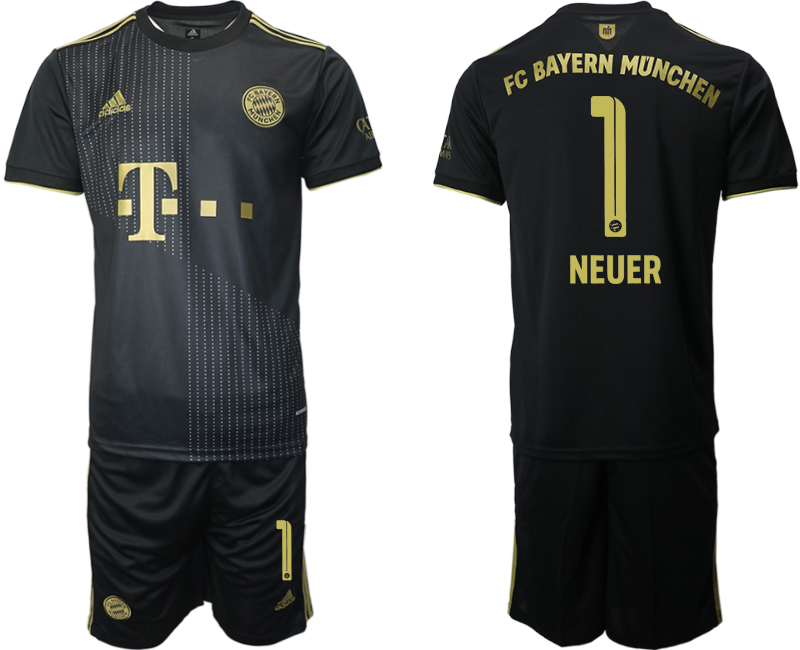Men 2021-2022 Club Bayern Munich away black #1 Adidas Soccer Jersey->bayern munich jersey->Soccer Club Jersey